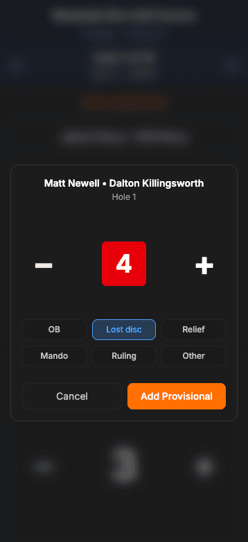 Live scoring with provisional throws